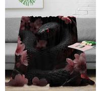 Estampado 3D Negro Snake Manta de Oficina Microfibra Ropa de Cama no desprende Pelusa Fantasy Arte Manta de Descanso cálida para Regalos para Profesionales 60x80inch(150x200cm)