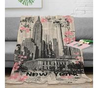 estampado 3D New York skyline manta de habitación ropa de cama no desprende pelusa vintage cityscape arte plaid de habitación suave para regalos para nuevos propietarios 80×90inch(200x230cm)