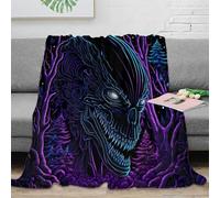 Estampado 3D Nightmare Creature Manta Ropa de Cama Anti-Bolitas y cálida Dark Fantasy Arte Plaid de sofá Suave Transpirable no desprende Pelusa para Uso doméstico General 70×80inch(180x200cm)