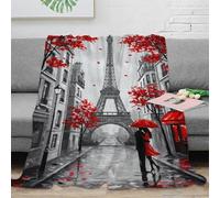 estampado 3D Paris romance manta para todas las estaciones microfibra ropa de cama no desprende pelusa negro blanco arte manta versátil anti-bolitas para jóvenes en casa 40x50inch(100x130cm)