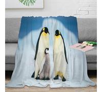 estampado 3D Penguin family manta de siesta microfibra ropa de cama no desprende pelusa Antarctic wildlife scene plaid de siesta cálido para estudiantes en pausa de estudio 60x80inch(150x200cm)