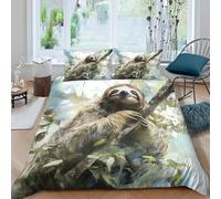 Estampado 3D Perezoso en un árbol Funda de edredón Ropa de Cama Arte Naturaleza Vida Silvestre Funda para edredón Antiácaros para familias Trabajadores compañeros de Piso Single（135x200cm）