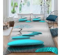 Estampado 3D Piedras Zen Funda de edredón Ropa de Cama con Funda de Almohada Antiácaros Arte paisajístico Minimalista Funda para edredón Lavable para Solteros jóvenes Adultos Single（135x200cm）