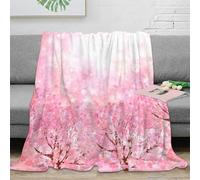 estampado 3D Pink cherry blossoms manta de siesta microfibra ropa de cama no desprende pelusa Suave pastel spring plaid de siesta cálido para estudiantes en pausa de estudio 60x80inch(150x200cm)
