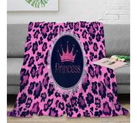 estampado 3D Pink leopard print manta microfibra ropa de cama anti-bolitas suave Princess theme design manta de oficina cálida y esponjosa no desprende pelusa para oficina 80×90inch(200x230cm)