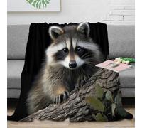 Estampado 3D Raccoon asomandose Manta de Siesta Microfibra Ropa de Cama compacta Wildlife Nature Plaid de Oficina Suave y cálido Anti-Bolitas para Descanso en Oficina 80×90inch(200x230cm)