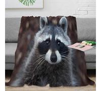 estampado 3D Raccoon cara closeup manta de siesta microfibra ropa de cama no desprende pelusa Wild animal retrato plaid de siesta cálido para regalos para quienes aman descansar 60x80inch(150x200cm)