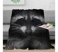 estampado 3D Raccoon closeup manta para todas las estaciones microfibra ropa de cama suave Wild animal retrato plaid versátil cálido y esponjoso anti-bolitas para cada estación 80×90inch(200x230cm)