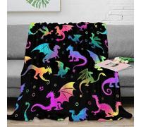 Estampado 3D Rainbow Dragons Manta térmica Microfibra Ropa de Cama Lavable Fantasy Creature Pattern Plaid térmico Anti-Bolitas para Regalos de Invierno atentos 60x80inch(150x200cm)