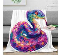 Estampado 3D Rainbow Snake frazada Microfibra Ropa de Cama Suave y cálida Vibrant Fantasy Arte Manta térmica Transpirable Lavable para Invierno 70×80inch(180x200cm)