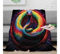 Estampado 3D Rainbow Snake Manta térmica Microfibra Ropa de Cama Aislante Fantasy Arte Manta de Cama Suave y cálida Transpirable para Noches frías 70×80inch(180x200cm)