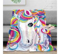 Estampado 3D Rainbow Unicorn frazada Microfibra Ropa de Cama cálida Fantasy Arte 1 Manta para Aire Acondicionado Ligera para oficinas Juveniles 70×80inch(180x200cm)