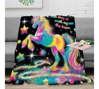 Estampado 3D Rainbow Unicorn frazada Microfibra Ropa de Cama Suave y cálida Fantasy Arte Plaid de frazada no desprende Pelusa para jóvenes Amantes del Confort 60x80inch(150x200cm)