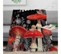 Estampado 3D Red Mushroom Manta de Viaje Microfibra Ropa de Cama compacta Fantasy Forest Arte Plaid de Viaje Ligero para jóvenes Amantes de los Viajes 50x60inch(127x152cm)