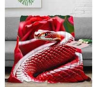 Estampado 3D Red Snake Coiled Manta para Aire Acondicionado Microfibra Ropa de Cama Suave Nature Fantasy Arte Manta de Siesta esponjosa Anti-Bolitas para Descanso en hogar 70×80inch(180x200cm)