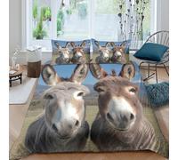 Estampado 3D Retrato de Burro Funda para edredón Ropa de Cama con Funda de Almohada Exquisito Estilo de Vida Silvestre Natural Cubierta de edredón Lujoso para Abuelos Amigos Parejas Single（135x200cm）