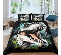 Estampado 3D Rugido del T-Rex Funda de edredón Ropa de Cama con Funda de Almohada Cómodo Estilo artístico de Dinosaurios Funda para edredón Duradero para jóvenes Adultos Parejas Single（135x200cm）