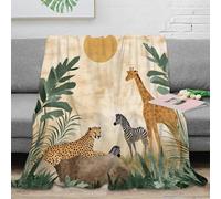 estampado 3D Safari animals manta de cama microfibra ropa de cama cálida y esponjosa African wildlife manta para todas las estaciones transpirable suave para todo el año 80×90inch(200x230cm)