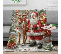 estampado 3D Santa Claus manta para aire acondicionado microfibra ropa de cama ligera Christmas festive plaid para verano transpirable para estudiantes en habitación climatizada 80×90inch(200x230cm)