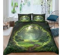Estampado 3D Sendero Forestal Funda de edredón Ropa de Cama con Funda de Almohada Cómodo Estilo místico de la Naturaleza Funda para edredón Duradero para jóvenes Adultos Parejas Single（135x200cm）