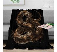 Estampado 3D Snake Manta de Cama Microfibra Ropa de Cama Anti-Bolitas Dark Fantasy Arte Plaid de Cama Esponjoso y cálido Lavable para Noches 70×80inch(180x200cm)