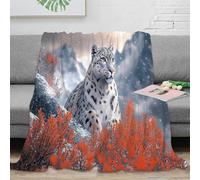 estampado 3D Snow leopard mountain manta de oficina microfibra ropa de cama anti-bolitas wild animal arte manta de descanso cálida para regalos para profesionales ocupados 50x60inch(127x152cm)