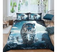 Estampado 3D Snow Leopard Protector de edredón Ropa de Cama con Funda de Almohada Lujo Funda de edredón Calidad para Amigos Parejas compañeros Double（200x200cm）