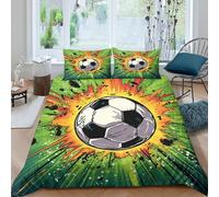 Estampado 3D Soccer Ball Explosion Funda para edredón Ropa de Cama con Funda de Almohada Cómodo Cubierta de edredón Ligero para Trabajadores compañeros de Piso Estudiantes Super King（260x220cm）