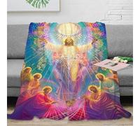 estampado 3D spiritual Jesus manta de habitación microfibra ropa de cama no desprende pelusa divine cosmic arte plaid de habitación suave para regalos para nuevos propietarios 70×80inch(180x200cm)