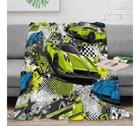 estampado 3D sports-car-arte manta para todas las estaciones microfibra ropa de cama anti-bolitas dynamic-racing manta versátil no desprende pelusa para regalos todo el año 80×90inch(200x230cm)