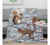 Estampado 3D Squirrel in Autumn Manta para Aire Acondicionado Microfibra Ropa de Cama Anti-Bolitas Nature ilustracion Plaid para Aire Acondicionado Suave y Esponjoso para Verano 60x80inch(150x200cm)