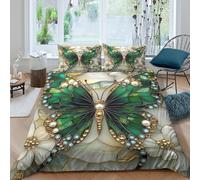 Estampado 3D Stained Glass Butterfly Protector de edredón Ropa de Cama con Funda de Almohada Extra Suave Funda de edredón Transpirable para Adolescentes Estudiantes residentes Single（140x200cm）