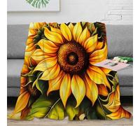 estampado 3D Sunflower Bloom manta para todas las estaciones ropa de cama anti-bolitas Arteistic Floral Design manta versátil no desprende pelusa para estudiantes todo el año 70×80inch(180x200cm)