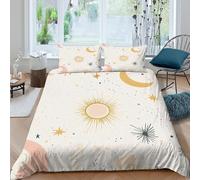 Estampado 3D SunMoonStars Cubierta de edredón Ropa de Cama con Funda de Almohada Bonito Protector de edredón Lujo para Amigos compañeros familias Super King（260x220cm）