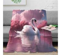 Estampado 3D Swan on Lake Manta de Viaje Microfibra Ropa de Cama compacta y Suave Nature Serene Scene 1 Plaid de Viaje cálido Transpirable Anti-Bolitas para Uso versátil 60x80inch(150x200cm)