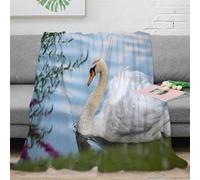 Estampado 3D Swan on Lake Manta Microfibra Ropa de Cama Lavable y Anti-Bolitas Nature Serene Scene Manta de Descanso Suave y cálida para Relax Diario 80×90inch(200x230cm)