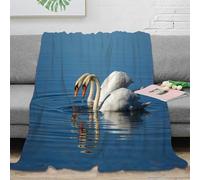 Estampado 3D Swans in Lake Plaid térmico Microfibra Ropa de Cama Anti-Bolitas Nature Serene Scene Manta térmica Suave y cálida no desprende Pelusa para Noches frías 70×80inch(180x200cm)