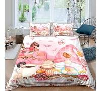 Estampado 3D Sweet Dessert Scene Funda para edredón Ropa de Cama con Funda de Almohada Transpirable Cubierta de edredón Extra Suave para compañeros de Piso Estudiantes Adolescentes Double（200x200cm）