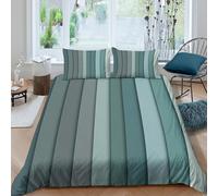 Estampado 3D Teal Stripes Protector de edredón Ropa de Cama con Funda de Almohada Precioso Funda de edredón Bonito para familias Parejas compañeros Super King（260x220cm）