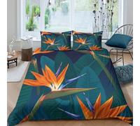 Estampado 3D Tropical Bird of Paradise Funda para edredón Ropa de Cama con Funda de Almohada Transpirable Cubierta de edredón Lavable para Adolescentes jóvenes Adultos Parejas Single（140x200cm）