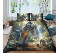 Estampado 3D Tyrannosaurus Rex Funda para edredón Ropa de Cama con Funda de Almohada Duradero Cubierta de edredón Suave para compañeros de Piso familias Adolescentes Double（200x200cm）