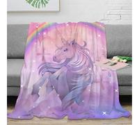 Estampado 3D Unicorn Fantasy Manta de Oficina Microfibra Ropa de Cama Ligera Magical Rainbow Manta de Descanso cálida para jóvenes Trabajadores 60x80inch(150x200cm)