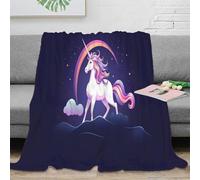 Estampado 3D Unicorn Fantasy Manta de salón Microfibra Ropa de Cama no desprende Pelusa Magical Rainbow Plaid de salón cálido para jóvenes en casa con Amigos 40x50inch(100x130cm)