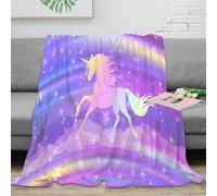 Estampado 3D Unicorn Silhouette Manta de Siesta Microfibra Ropa de Cama no desprende Pelusa Fantasy Rainbow de Plaid de Siesta cálido para Estudiantes en Pausa de Estudio 50x60inch(127x152cm)