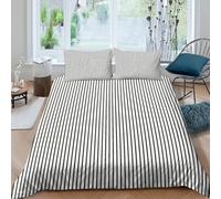 Estampado 3D Vertical Lines Cubierta de edredón Ropa de Cama con Funda de Almohada Antiácaros Protector de edredón Cómodo para Adolescentes compañeros de Piso jóvenes King（220x240cm）