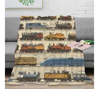 estampado 3D Vintage trains manta para aire acondicionado microfibra ropa de cama suave Classic locomotive manta para verano ligera para regalos para vacaciones de verano 80×90inch(200x230cm)
