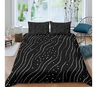 Estampado 3D Wavy Lines Cubierta de edredón Ropa de Cama con Funda de Almohada Extra Suave Protector de edredón Transpirable para Parejas Adolescentes niños Double（200x200cm）