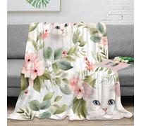 estampado 3D whimsical gatos manta de oficina microfibra ropa de cama no desprende pelusa watercolor floral design manta de descanso cálida para jóvenes en pausa laboral 40x50inch(100x130cm)
