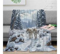 Estampado 3D Winter Wolves Manta térmica Microfibra Ropa de Cama Transpirable Nature Wildlife Scene frazada Suave y cálida no desprende Pelusa para Invierno 60x80inch(150x200cm)