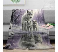Estampado 3D Winter Wolves Pack Manta para Todas Las Estaciones Microfibra Ropa de Cama Suave Fantasy Wildlife Arte Manta versátil Anti-Bolitas para jóvenes en Cada estación 70×80inch(180x200cm)